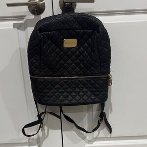 bebe Black Quilted Backpack with Gold Details